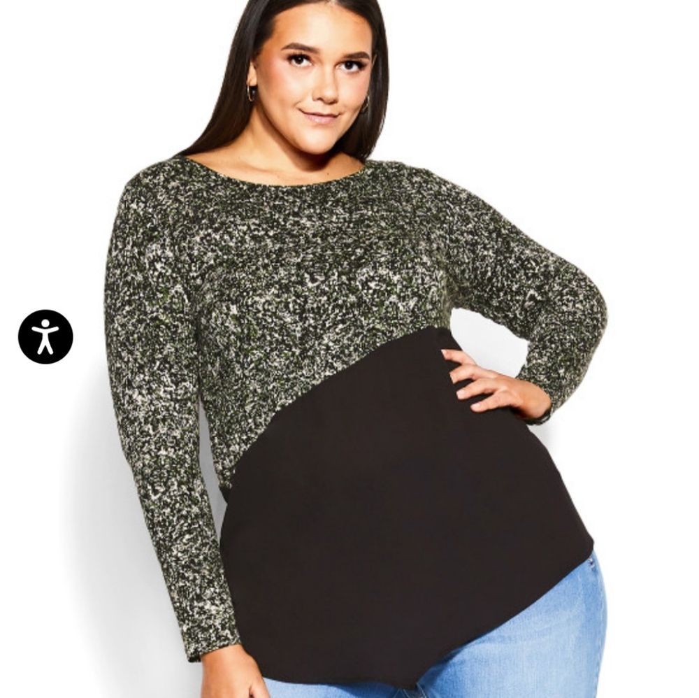 NWT Plus Size Women's Olive, White and Black, Light Weight Top, Size 26-28